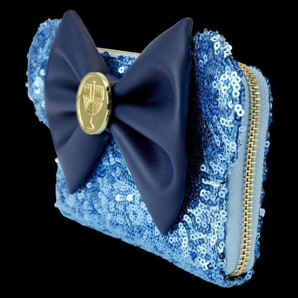 Disney Loungefly Minnie Mouse Hanukkah Sequin Zip Around Wallet - Picture 2 of 4